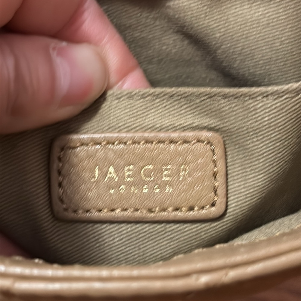 Jaeger Quilted Leather Bag Beige Tan Small Clutch Crossbody Kate Middleton Pippa - Picture 9 of 16